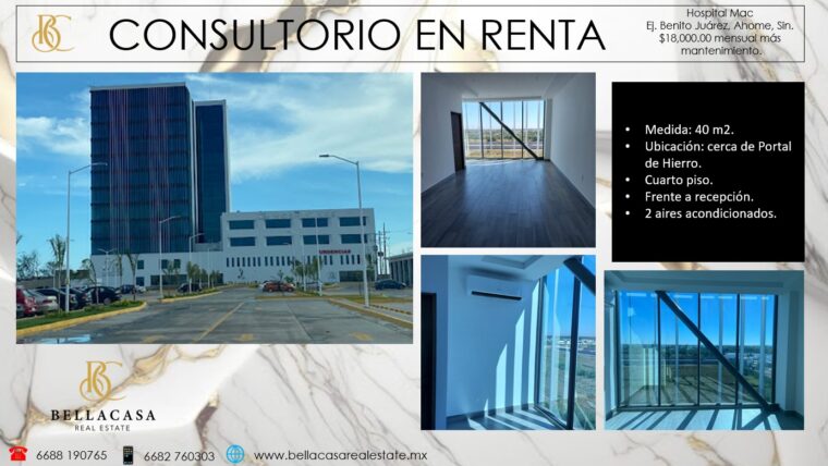 CONSULTORIO EN RENTA HOSPITAL MAC LOS MOCHIS, SINALOA