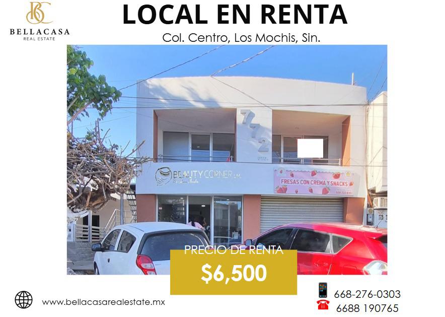 LOCAL EN RENTA, COL. CENTRO, LOS MOCHIS, SINALOA