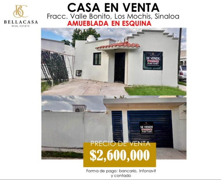 CASA EN VENTA FRACC. VALLE BONITO, LOS MOCHIS, AHOME, SINALOA