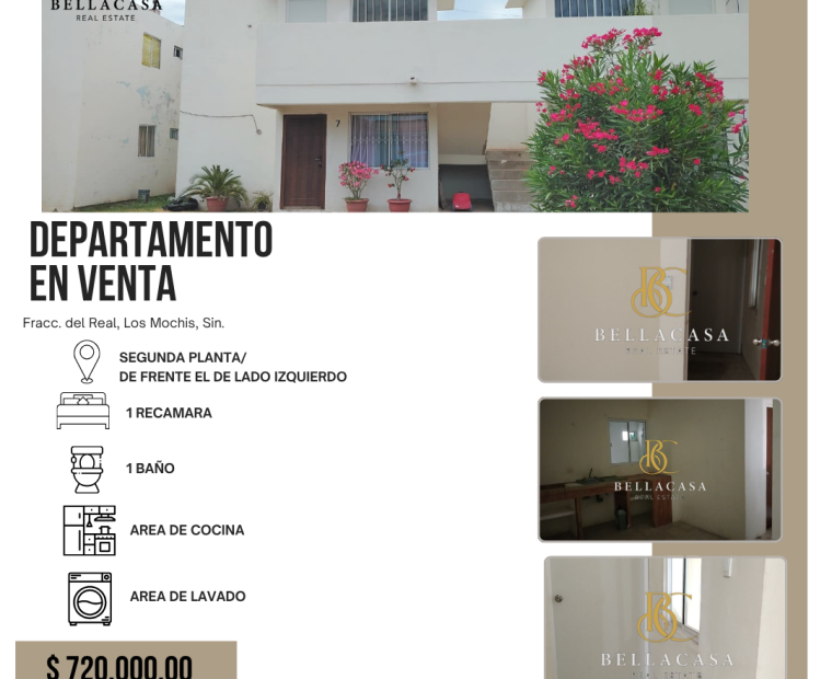 DEPARTAMENTO EN VENTA FRACC DEL REAL, LOS MOCHIS, SINALOA