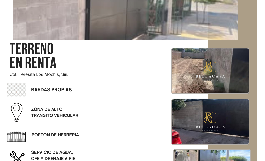 TERRENO EN RENTA COL. TERESITA, LOS MOCHIS, SINALOA