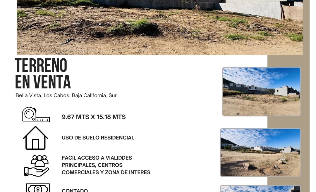 TERRENO EN VENTA, BELLA VISTA LOS CABOS, BAJA CALIFORNIA SUR
