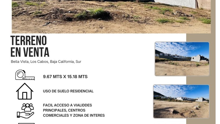 TERRENO EN VENTA, BELLA VISTA LOS CABOS, BAJA CALIFORNIA SUR