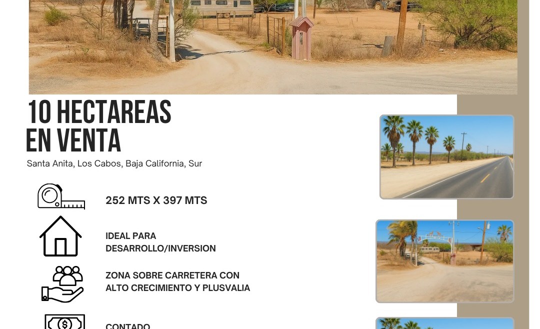 HECTAREAS EN VENTA, SANTA ANITA, LOS CABOS, BAJA CALIFORNIA SUR