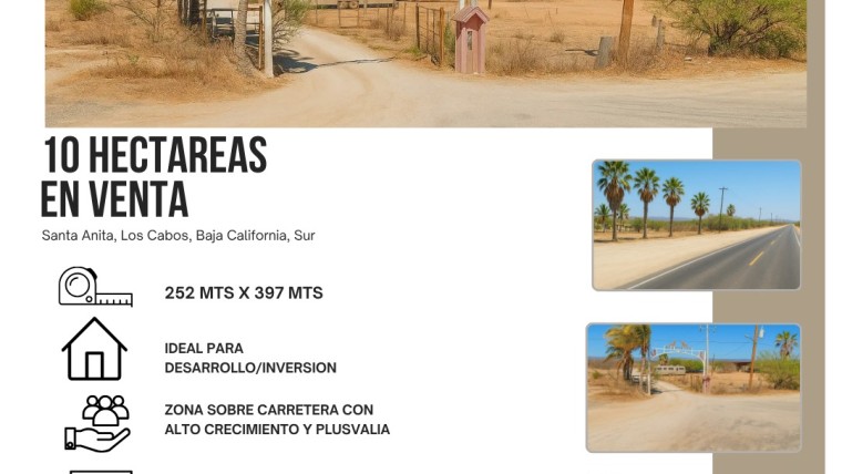 HECTAREAS EN VENTA, SANTA ANITA, LOS CABOS, BAJA CALIFORNIA SUR