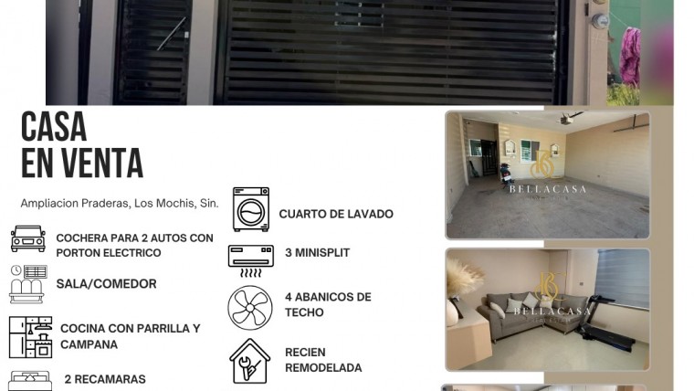 CASA EN VENTA AMPLIACION PRADERAS, LOS MOCHIS, SINALOA