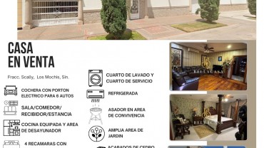 CASA EN VENTA FRACC. SCALLY, LOS MOCHIS, SINALOA