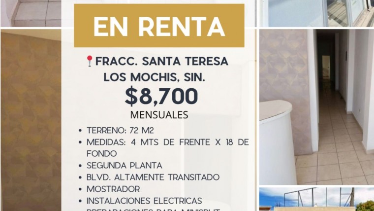 LOCAL EN RENTA FRACC. SANTA TERESA, LOS MOCHIS, SINALOA