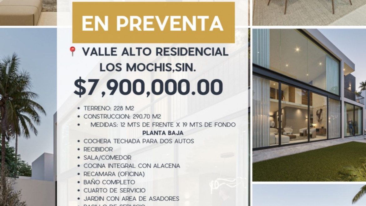 CASA EN PREVENTA VALLE ALTO RESIDENCIAL, LOS MOCHIS, SINALOA