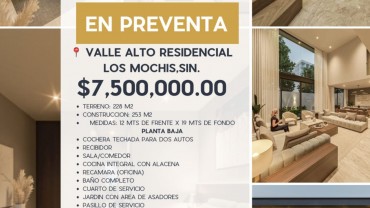 CASA EN PREVENTA VALLE ALTO RESIDENCIAL, LOS MOCHI, SINALOA