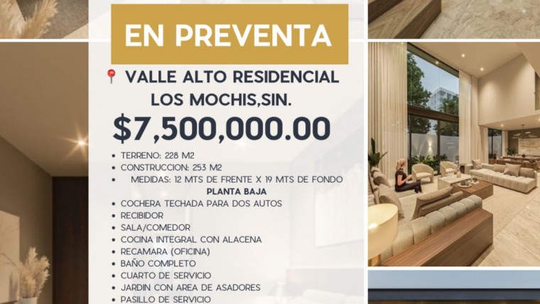 CASA EN PREVENTA VALLE ALTO RESIDENCIAL, LOS MOCHI, SINALOA