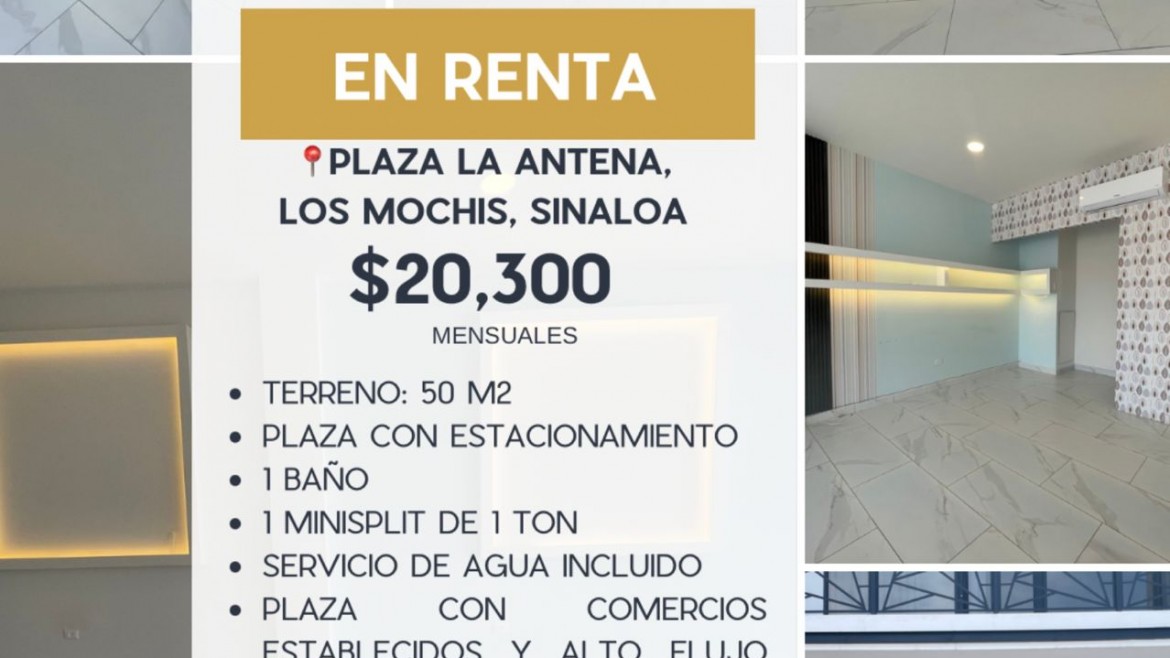 LOCAL EN RENTA PLAZA LA ANTENA, LOS MOCHIS, SINALOA