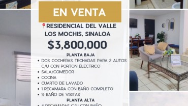 CASA EN VENTA RESIDENCIAL DEL VALLE, LOS MOCHIS, SIN.